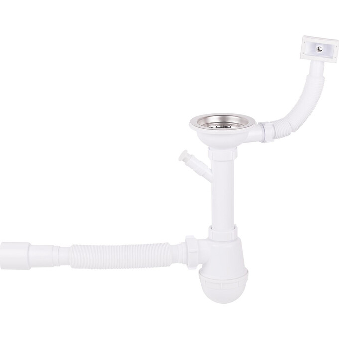 Сифон для кухонной мойки Lidz 60 05 M002 01 EURO (LK05, с дополнительным отводом), фото 