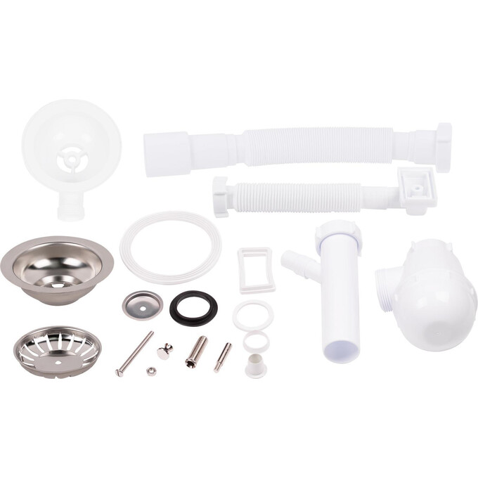 Сифон для кухонной мойки Lidz 60 05 M002 01 EURO (LK05, с дополнительным отводом), фото 2