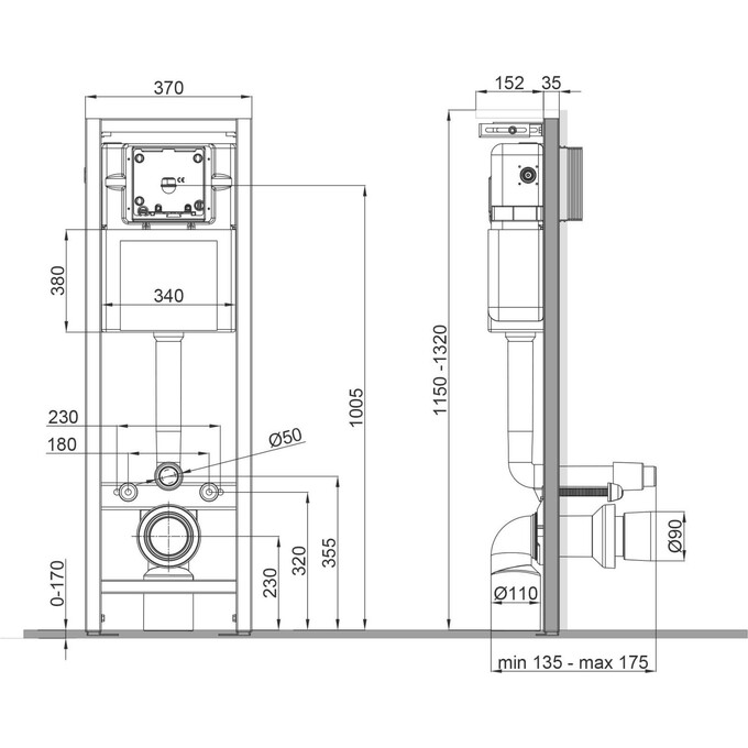 Система инсталляции для унитаза Qtap Nest Uni QT0233M370 3 в 1 (с звукоизоляционной прокладкой и креплением), фото 6