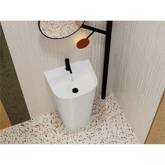 Раковина Miraggio Halifax Miramarble 0000532 (52x43 см, напольная), Технология производства: Miramarble, Цвет производителя: белый глянец, фото 3