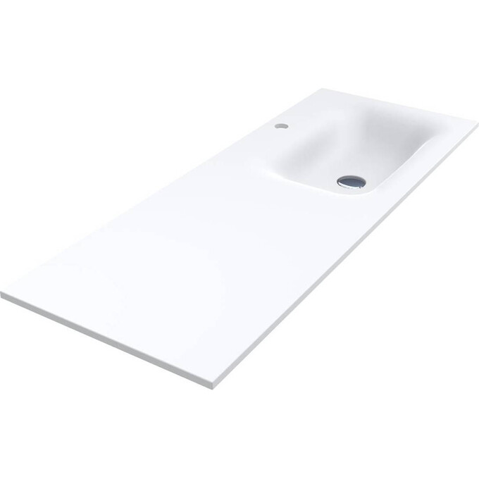 Раковина-столешница Miraggio Jessel 1200 R Miramarble Matt 0002280 (120x45 см, белая матовая, с крылом), Доступные размеры: 120 x 45 R, Технология производства: Miramarble Matt, Цвет производителя: белый матовый, фото 