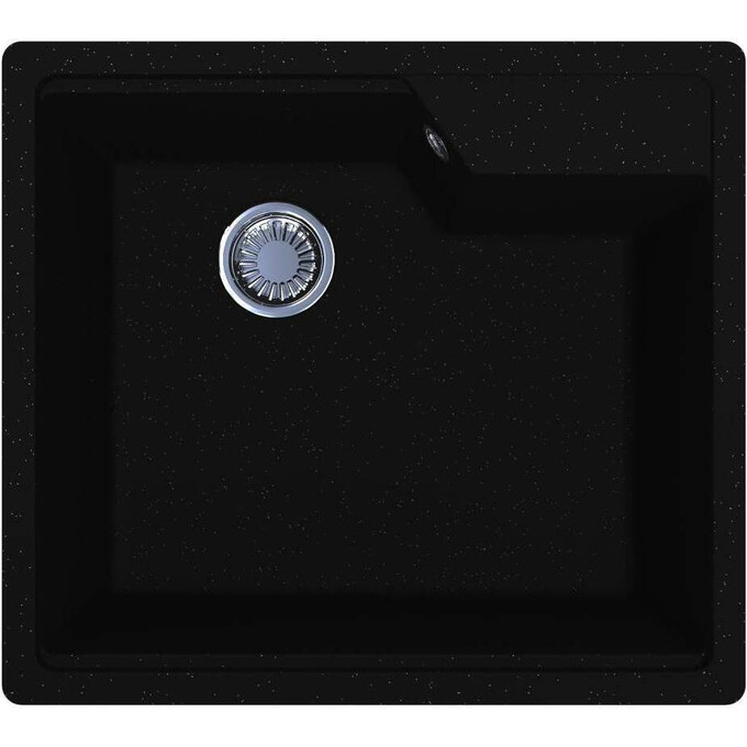 Мийка для кухні Miraggio Lisa black 0002249 (55x49 см, чорна, кварцова, з сифоном), Колір виробника: чорний, фото 