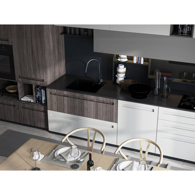 Мийка для кухні Miraggio Lisa black 0002249 (55x49 см, чорна, кварцова, з сифоном), Колір виробника: чорний, фото , изображение 3