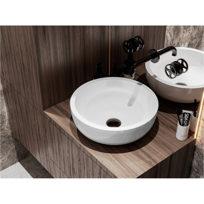 Раковина Miraggio Mark 375 Miramarble 0002677 (37 см, чаша), Доступные размеры: 38 x 38, Технология производства: Miramarble, Цвет производителя: белый глянец, фото 4