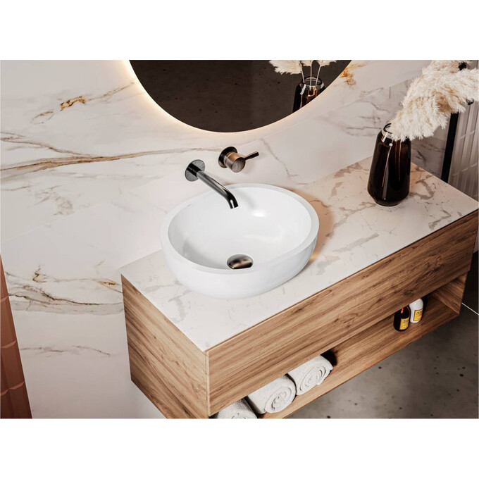 Раковина Miraggio Mark 425 Miramarble 0002682 (42x36 см, чаша), Доступные размеры: 43 x 36, Технология производства: Miramarble, Цвет производителя: белый глянец, фото 4