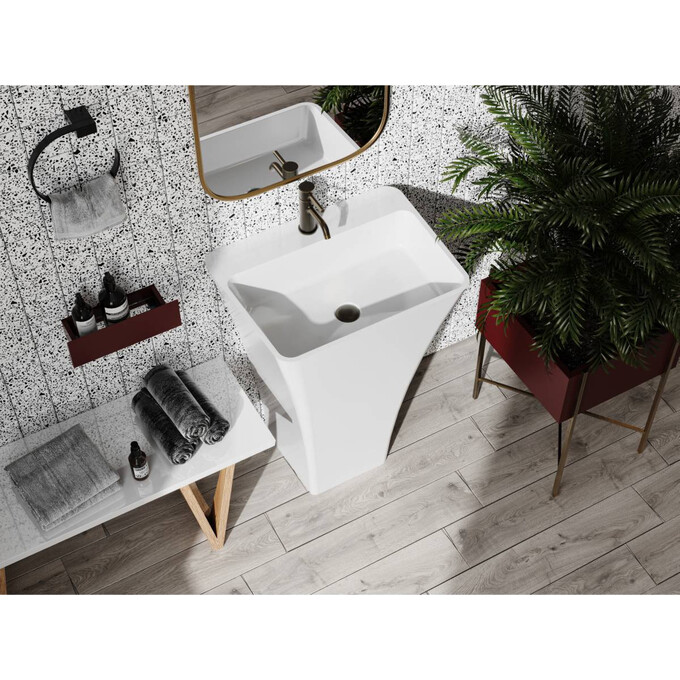 Раковина Miraggio Sun Miramarble 0002390 (60x45 см, підлогова), Технологія виробництва: Miramarble, Колір виробника: білий глянець, фото , изображение 3