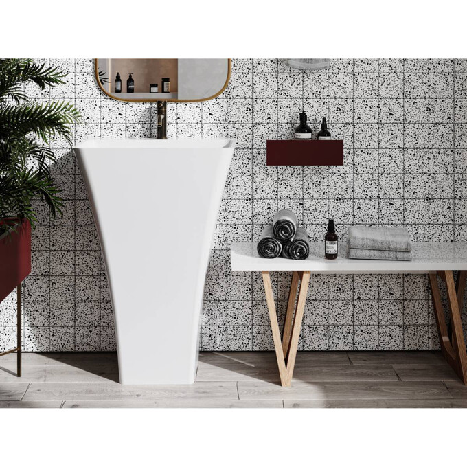 Раковина Miraggio Sun Miramarble 0002390 (60x45 см, підлогова), Технологія виробництва: Miramarble, Колір виробника: білий глянець, фото , изображение 4