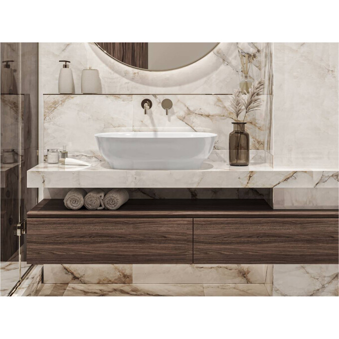 Раковина Miraggio Tripoli Miramarble 0000586 (80x40 см, чаша), Технология производства: Miramarble, Цвет производителя: белый глянец, фото 3