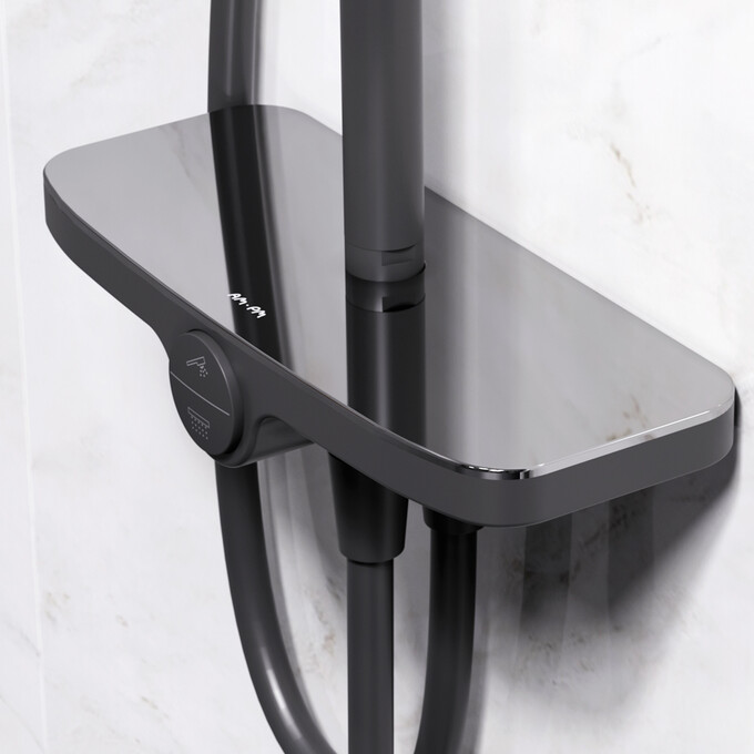 Душевая система Am.Pm Like F0780222 (черная матовая, с полочкой, без смесителя), Цвет производителя: черный матовый, фото 5