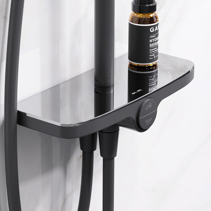 Душевая система Am.Pm Like F0780222 (черная матовая, с полочкой, без смесителя), Цвет производителя: черный матовый, фото 6