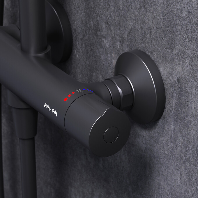 Термостатическая душевая система Am.Pm Like F0780422 (черная матовая), Цвет производителя: черный матовый, фото 6