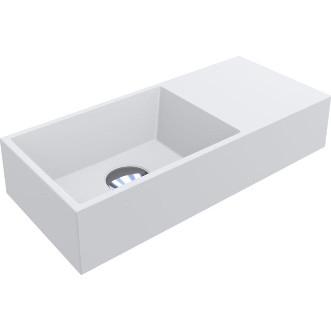 Раковина Miraggio Copper 500 Miramarble Matt 0001556 (50x22 см, біла матова, з крилом), Доступні розміри: 50 x 22, Технологія виробництва: Miramarble Matt, Колір виробника: білий матовий, фото 