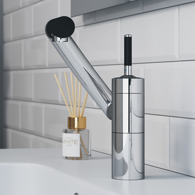 Змішувач для умивальника Damixa Arc 290217464 (хром/чорний), фото , изображение 2