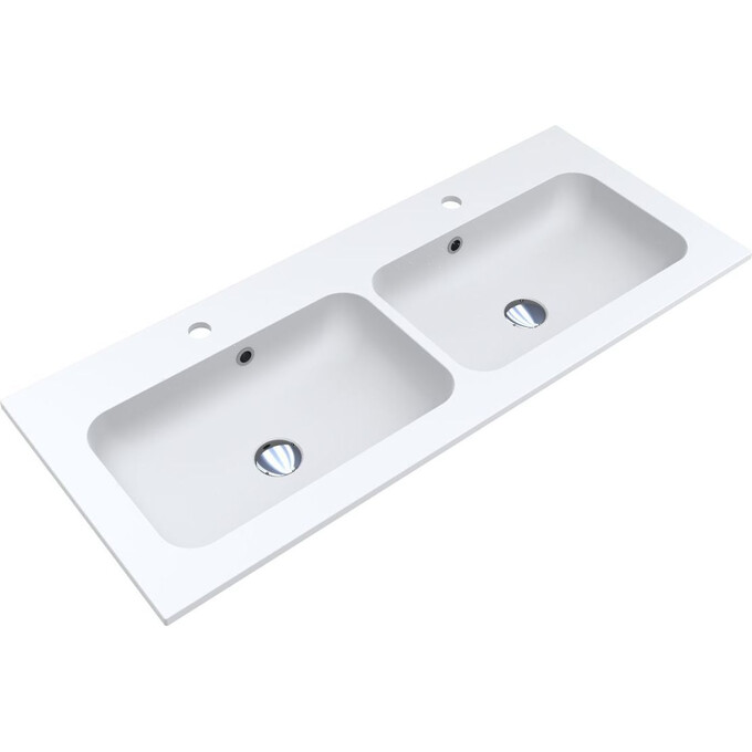 Подвійна раковина Miraggio Della 1100-2 Mirasoft 0001075 (110x45 см, біла матова), Доступні розміри: 110 x 45 (2), Технологія виробництва: Mirasoft Technology, Колір виробника: білий матовий, фото 