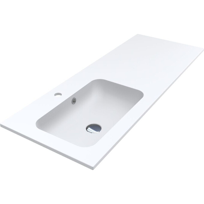 Раковина-столешница Miraggio Della 1200 L Mirasoft 0001076 (120x45 см, белая матовая, с крылом), Доступные размеры: 120 x 45 L, Технология производства: Mirasoft Technology, Цвет производителя: белый матовый, фото 