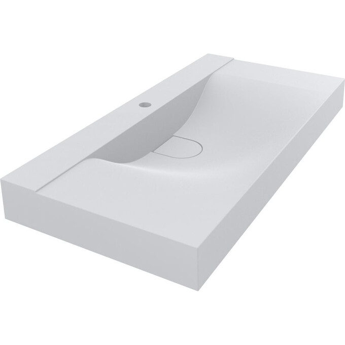 Раковина Miraggio Fly 1000 Mirasoft 0001084 (100x48 см, біла матова, з крилом), Доступні розміри: 100 x 48, Технологія виробництва: Mirasoft Technology, Колір виробника: білий матовий, фото 