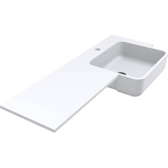 Раковина-стільниця Miraggio Fontana R Miramarble Matt 0001894 (104x45 см, біла матова, з крилом), Доступні розміри: 104 x 45 R, Технологія виробництва: Miramarble Matt, Колір виробника: білий матовий, фото 