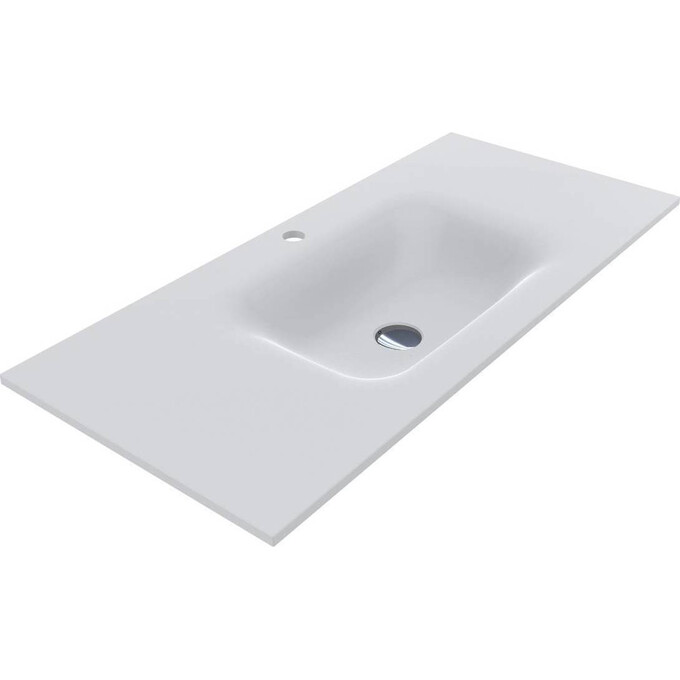 Раковина Miraggio Jessel 1000 Miramarble Matt 0000797 (100x45 см, біла матова, з крилом), Доступні розміри: 100 x 45, Технологія виробництва: Miramarble Matt, Колір виробника: білий матовий, фото 