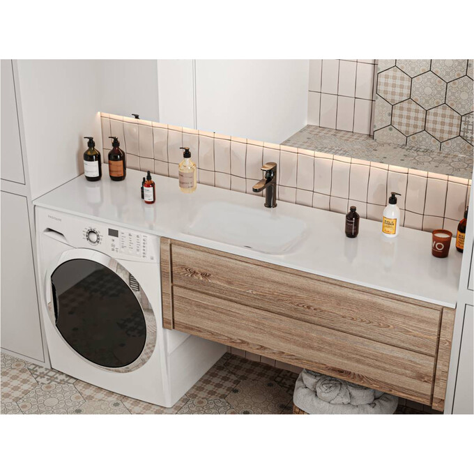 Раковина-столешница Miraggio Jessel 1800 Miramarble 0002701 (180x50 см, с крылом), Доступные размеры: 180 x 50, Технология производства: Miramarble, Цвет производителя: белый глянец, фото 7