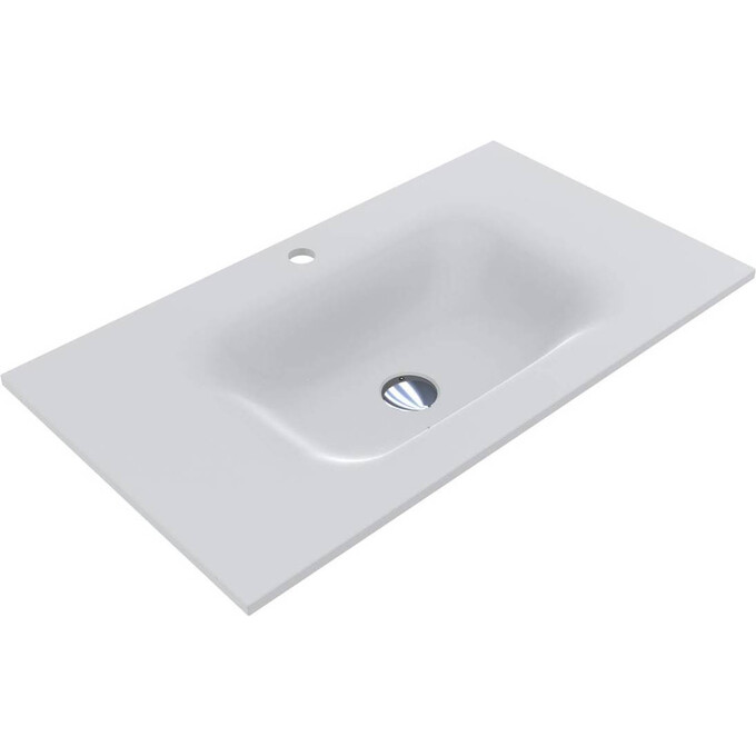 Раковина Miraggio Jessel 800 Mirasoft 0001090 (80x45 см, біла матова, з крилом), Доступні розміри: 80 x 45, Технологія виробництва: Mirasoft Technology, Колір виробника: білий матовий, фото 