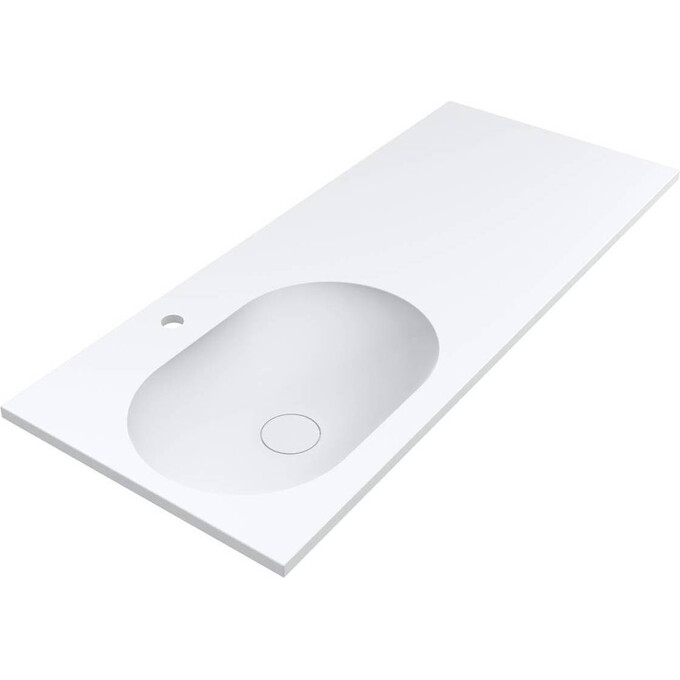 Раковина-стільниця Miraggio New York L Miramarble Matt 0000768 (120x50 см, біла матова, з крилом), Доступні розміри: 120 x 50 L, Технологія виробництва: Miramarble Matt, Колір виробника: білий матовий, фото 