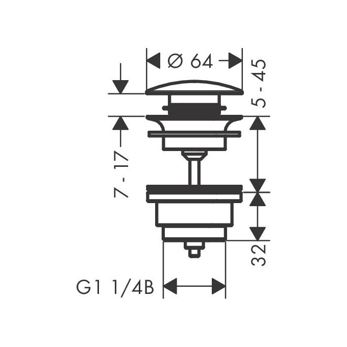 Донный клапан Hansgrohe Matt White 50100700 (белый матовый, с переливом), фото 2
