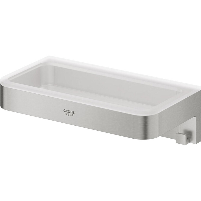 Полочка для душа Grohe QuickFix Start Cube 41107DC0 (суперсталь, с крючком), Цвет производителя: суперсталь, фото 4
