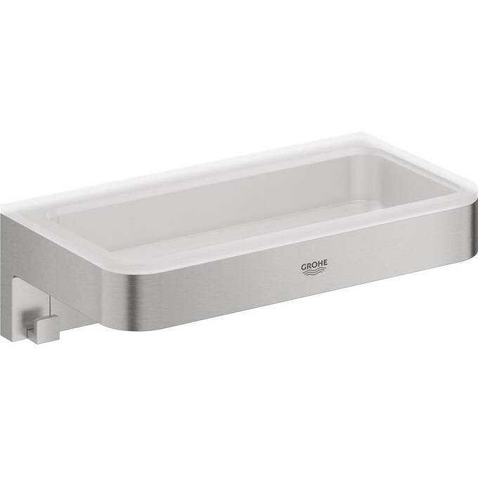 Полочка для душа Grohe QuickFix Start Cube 41107DC0 (суперсталь, с крючком), Цвет производителя: суперсталь, фото 