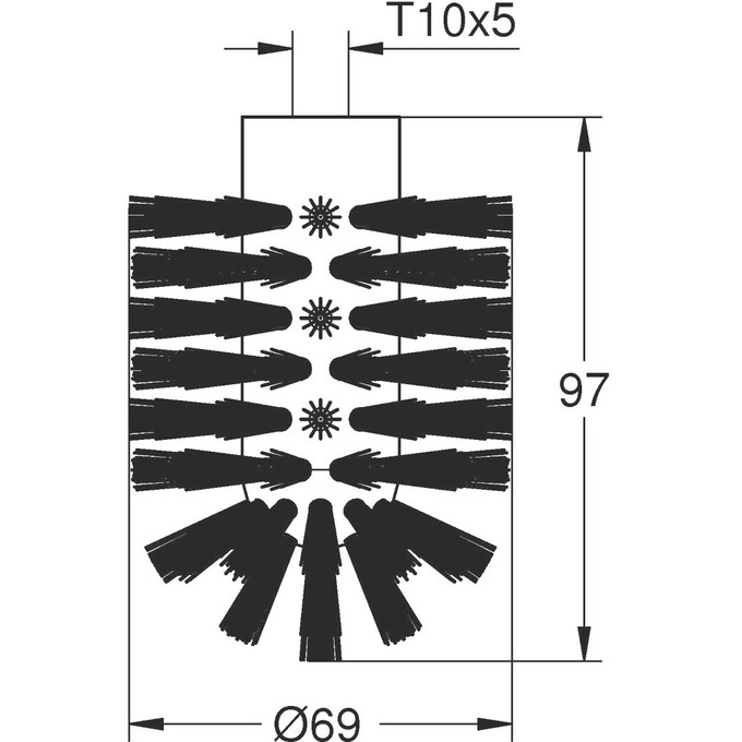 Запасная щетка для ершика Grohe QuickFix Start Black 41201KS0 (черный бархат, без ручки), Цвет производителя: черный бархат, фото 3