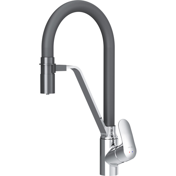 Смеситель для кухни Am.Pm Like F8007802 (черный матовый/хром, с гибким изливои и подключением питьевой воды), Цвет производителя: хром, фото 