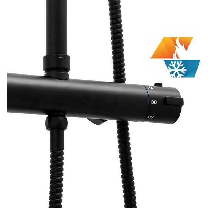 Термостатическая душевая система Yoka Bergen 25 Black BP.BERGEN-THERM-25-BLK (черная), фото 4