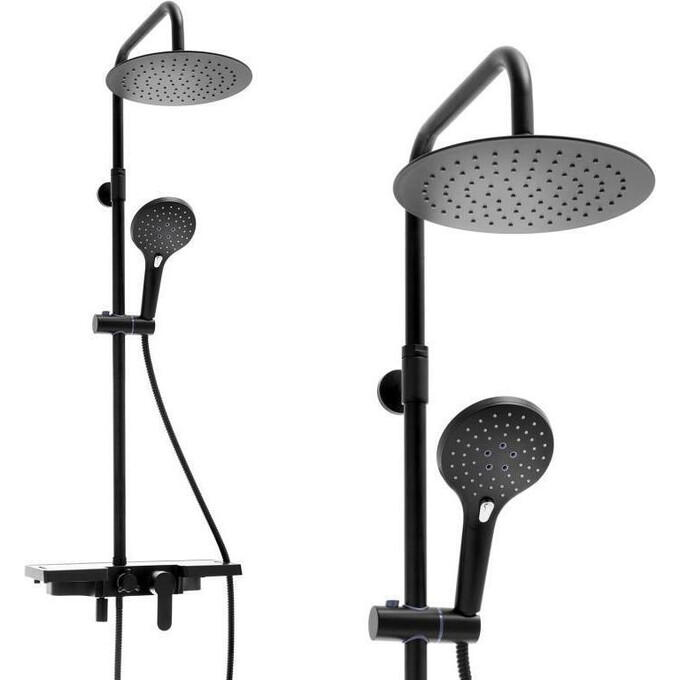 Душова система Yoka Saba 25 Black Matt BP.SABA25-BLK (чорна матова, з виливом та поличкою), фото , изображение 3