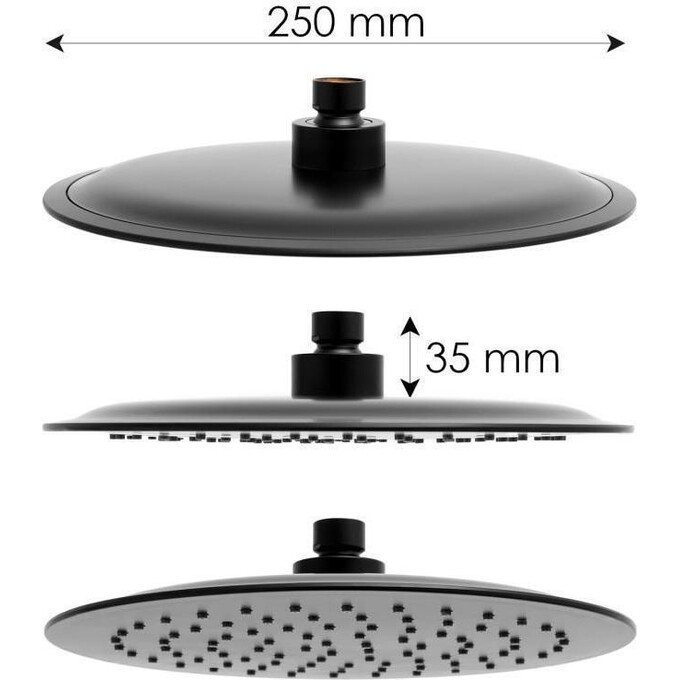 Душова система Yoka Saba 25 Black Matt BP.SABA25-BLK (чорна матова, з виливом та поличкою), фото , изображение 11