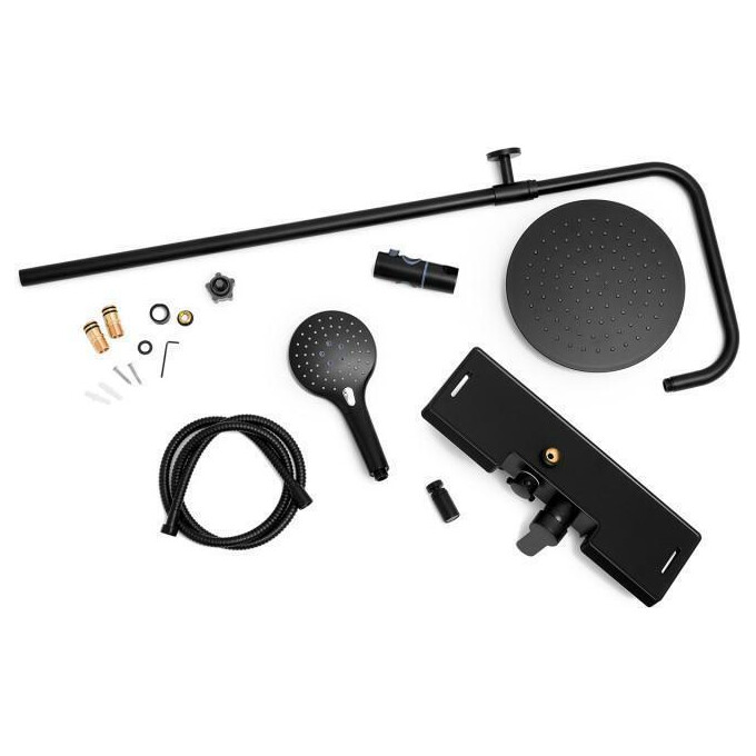 Душова система Yoka Saba 25 Black Matt BP.SABA25-BLK (чорна матова, з виливом та поличкою), фото , изображение 10