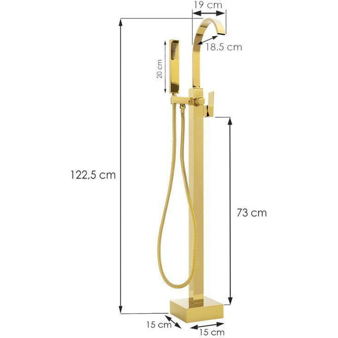 Змішувач для ванни Yoka Enzo Gold BS.ENZO-GLD (золотий, підлоговий), Колір виробника: золото, фото , изображение 9