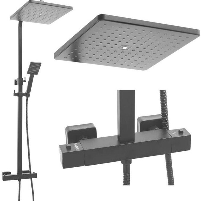 Термостатична душова система Yoka Cube 30 Black Matt BP.CUBE-THERM-30-BLK (чорна матова), фото , изображение 3