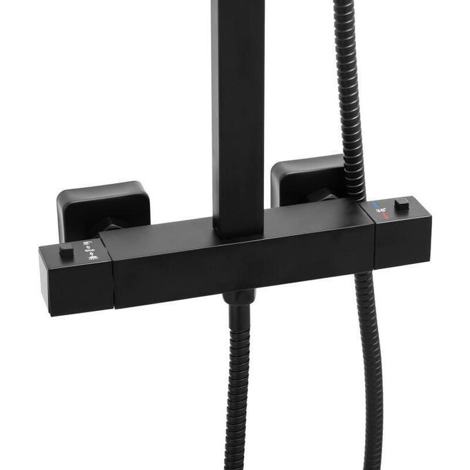 Термостатична душова система Yoka Cube 30 Black Matt BP.CUBE-THERM-30-BLK (чорна матова), фото , изображение 4