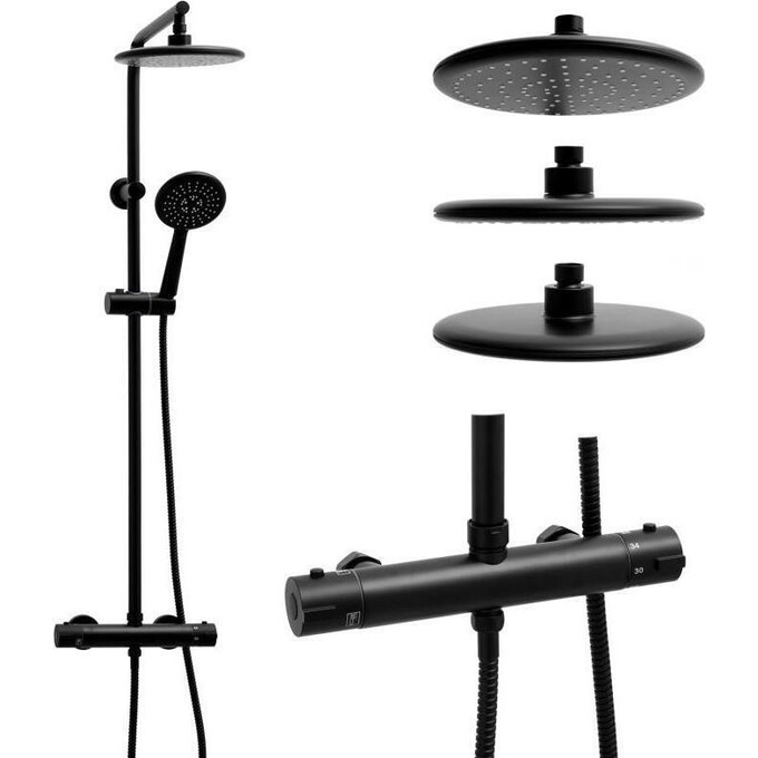 Термостатична душова система Yoka Enza 20 Black BP.ENZA20-BLK (чорна), фото 