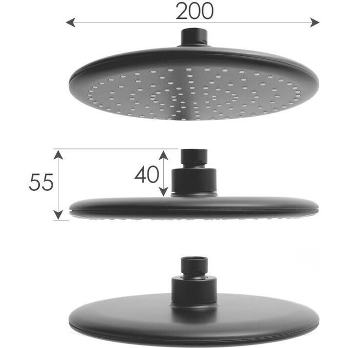 Термостатична душова система Yoka Enza 20 Black BP.ENZA20-BLK (чорна), фото , изображение 9