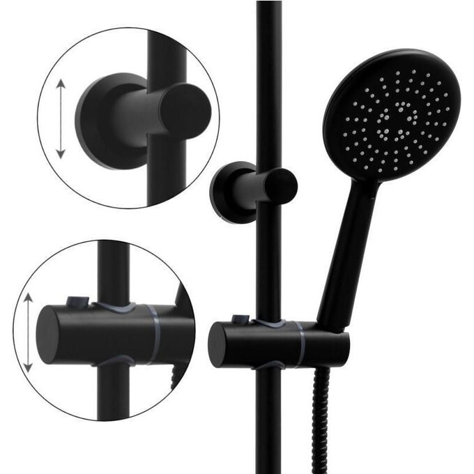 Термостатична душова система Yoka Enza 20 Black BP.ENZA20-BLK (чорна), фото , изображение 7