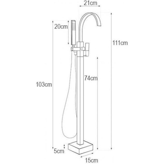 Змішувач для ванни Yoka Enzo Chrom BS.ENZO (підлоговий), Колір виробника: хром, фото , изображение 8