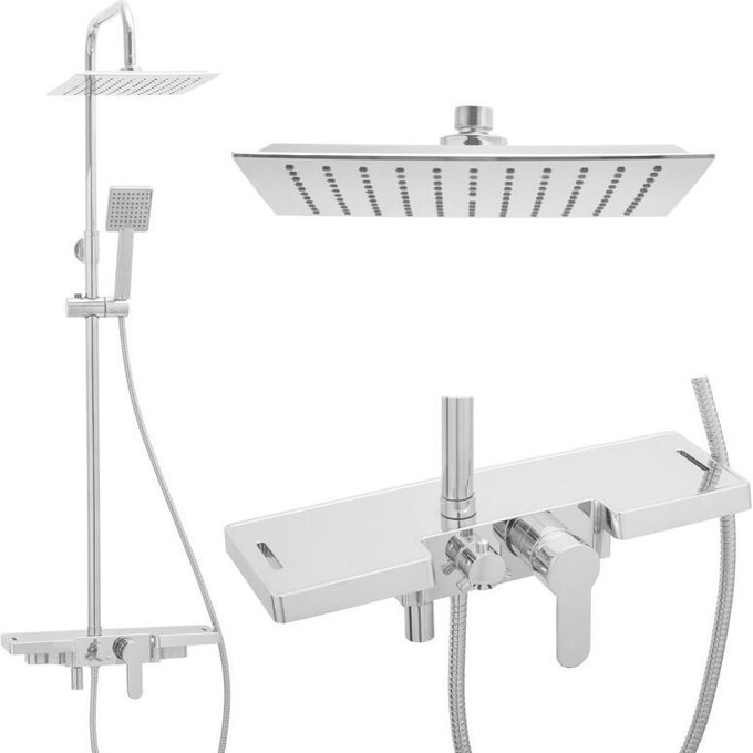 Душова система Yoka Oslo 25 Chrome BP.OSLO-25-CHR (з виливом та поличкою), Колір виробника: хром, фото , изображение 3