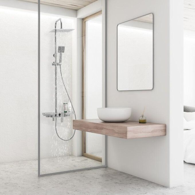 Душова система Yoka Oslo 25 Chrome BP.OSLO-25-CHR (з виливом та поличкою), Колір виробника: хром, фото , изображение 2