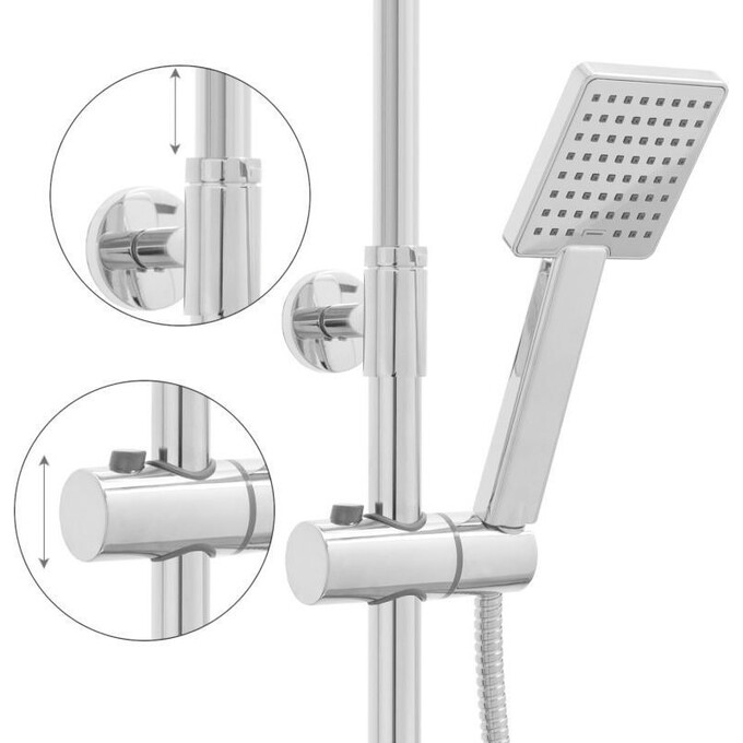 Душова система Yoka Oslo 25 Chrome BP.OSLO-25-CHR (з виливом та поличкою), Колір виробника: хром, фото , изображение 7