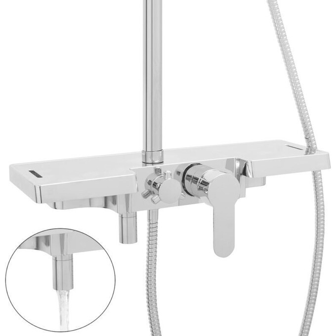 Душова система Yoka Oslo 25 Chrome BP.OSLO-25-CHR (з виливом та поличкою), Колір виробника: хром, фото , изображение 5