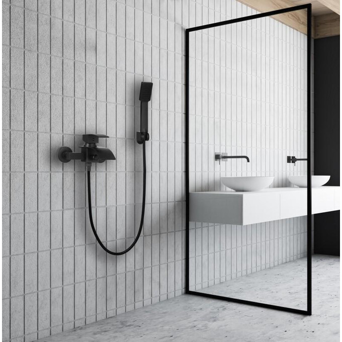 Змішувач для ванни Yoka Talea Black BW.TALEA-BLK (чорний матовий, з лійкою та шлангом), фото , изображение 2