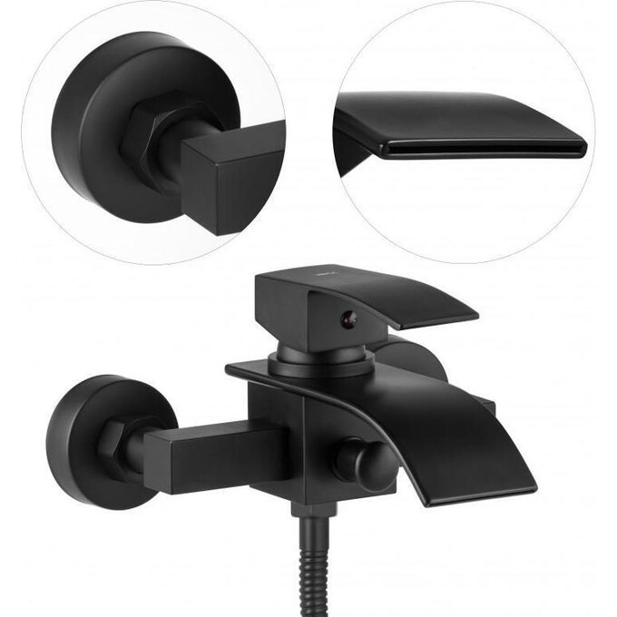 Змішувач для ванни Yoka Talea Black BW.TALEA-BLK (чорний матовий, з лійкою та шлангом), фото , изображение 3