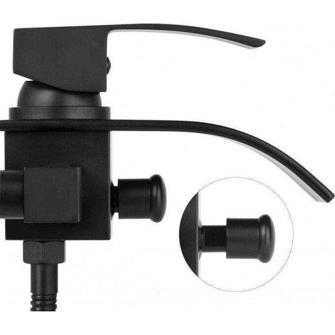 Змішувач для ванни Yoka Talea Black BW.TALEA-BLK (чорний матовий, з лійкою та шлангом), фото , изображение 5