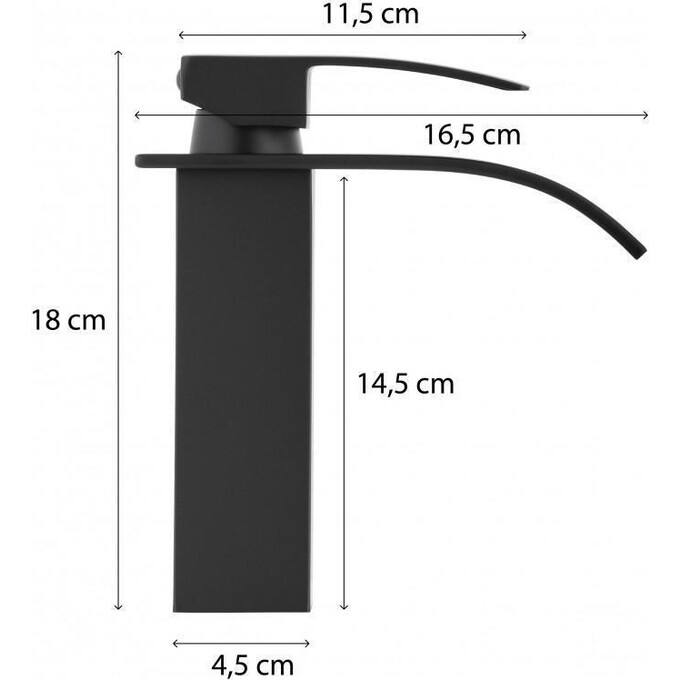 Змішувач для раковини Yoka Niagara 24 Black BU.NIAGARA 24-BLK (чорний, з каскадним виливом), Колір виробника: чорний, фото , изображение 9