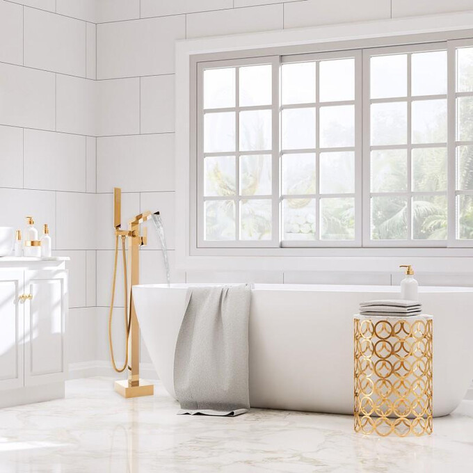 Змішувач для ванни Yoka Roma Gold BP.ROMA-GLD (золотий, підлоговий з каскадним виливом), Колір виробника: золото, фото , изображение 2